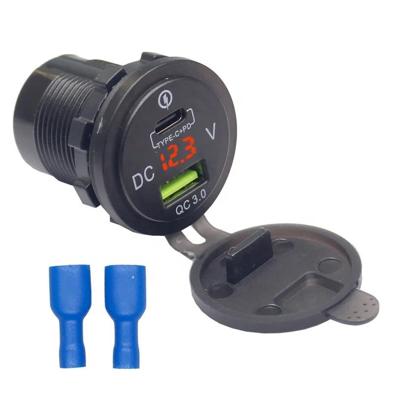 Y&D PD Type C & USB Car Charger Socket - QC 3.0 Quick Charge 12V Waterproof Power Outlet Cigarette Lighter Adapter for RV Boat Automobile - Image 2